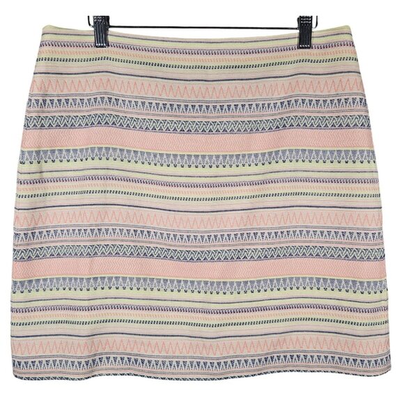 Tribal Southwest Textured Mini Skirt Zip Multicolor Stripes Cotton Fabric NWT - Picture 1 of 15
